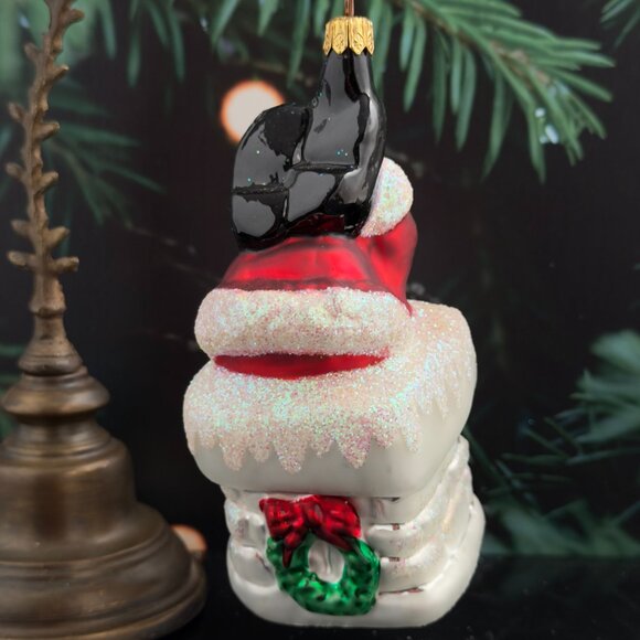 Vintage Christopher Radko 'BOTTOMS UP Red Glass Santa Claus Ornament 1996 5" - Picture 4 of 6